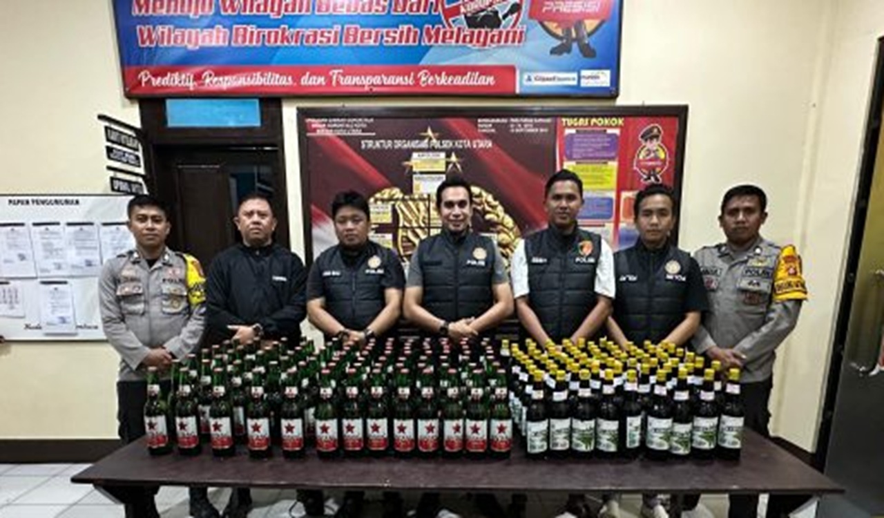 Polsek Kota Utara Amankan 161 Botol Miras Saat Patroli KRYD di Gorontalo