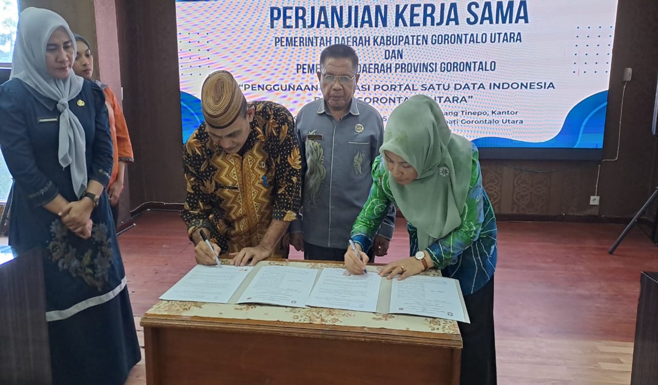 Pemprov Gorontalo dan Gorontalo Utara Teken Kerja Sama Pemanfaatan Aplikasi Satu Data