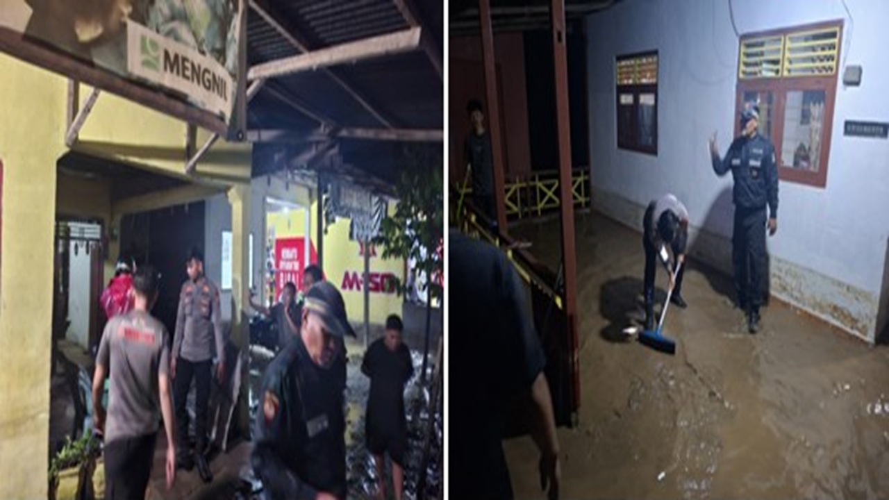 Samapta Polres Gorontalo Gotong Royong bantu Warga Kayubulan Limboto yang Terkena Musibah Banjir