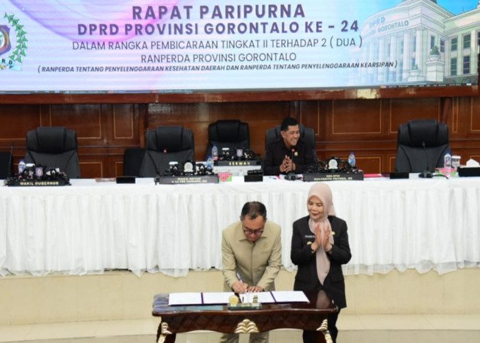 DPRD Provinsi Gorontalo Tetapkan Dua Perda dalam Rapat Paripurna Tingkat II
