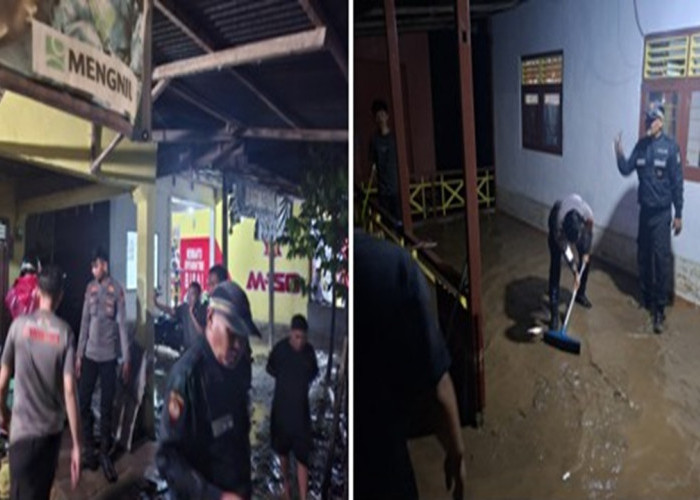 Samapta Polres Gorontalo Gotong Royong bantu Warga Kayubulan Limboto yang Terkena Musibah Banjir